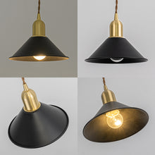 Load image into Gallery viewer, Hanging Light Plug In Corded Brass Base Various Metal Shade Sizes Options Living Lamp Modern Design