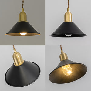 Hanging Light Plug In Corded Brass Base Various Metal Shade Sizes Options Living Lamp Modern Design