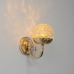 Yequandec USB Cable Touch Switch Hook Type Dimmable Wall Sconce Flow Rotating Light Luxury Design Brass Crystal Lampshade