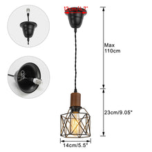 Load image into Gallery viewer, Ceiling Spotlight Remodel E26 Walnut Base Black Metal Hollow Shade Hanging Light Conversion Kit