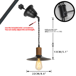 Sloped Position Track Light E26 Walnut Base Dia 8.6" Shade Adjusted Retro Lamp Inclined Roof