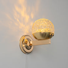 Load image into Gallery viewer, Yequandec USB Cable Touch Switch Hook Type Dimmable Wall Sconce Flow Rotating Light Modern Design Brass Crystal Lampshade