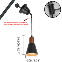 Load image into Gallery viewer, Sloped Position Track Light E26 Walnut Base Metal Shade Adjusted Retro Hanging Lamp Inclined Roof