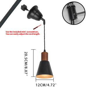 Sloped Position Track Light E26 Walnut Base Metal Shade Adjusted Retro Hanging Lamp Inclined Roof