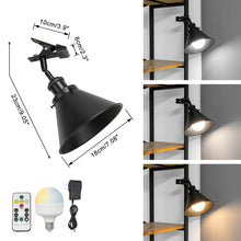 Load image into Gallery viewer, Dimming Timing Battery Remote Clamp Lamp Adjusted Angle Black/White Clip Light For Bookshelf Boards