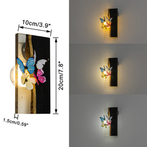 Resin Wood With Cute Colorful Butterfly Battery Run Remote Night Light For Bedsides Home Office