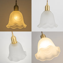 Load image into Gallery viewer, Track Mount Lighting Glass Flower Shade Brass Base Pendant Kitchen Island Light Modern Design