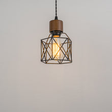 Load image into Gallery viewer, E26 Walnut Base Black Metal Cage Retro Track Light 3.2 Ft Adjusted Height Freely