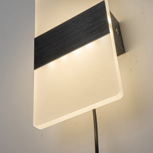 White Acrylic with Black Wall Sconce Vintage Design USB Dimmable Timing Corded Wall Lighting