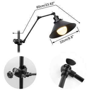 Black Metal Fixing To Vertical Attachments Adjusted Arm Clamp Lamp Remote Dimmable Battery Bulb(DZ22)