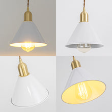 Load image into Gallery viewer, Ceiling Spotlight Remodel E26 Brass Base White Metal Shade Hanging Light Conversion Kit