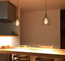 Load image into Gallery viewer, Ceiling Spotlights Remodel Droplight Black Cage Shade Vintage Design Hanging Light Conversion Kit For E26 Ceiling Lamp