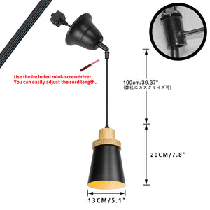 Sloped Position Track Light E26 Log Base Metal Shade Adjusted Retro Hanging Lamp Inclined Roof