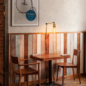 Dimming Timer Mini Bracket (3.3 cm Diameter) Wired Wall Lamp Easy Install E26 Base Vintage Design Adjusted Angle Mounting Narrow Wood for Bar Loft Home(No Bulb)
