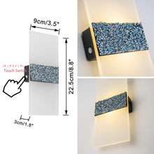 Load image into Gallery viewer, Blue Glitter Diamond Glass Battery Touch 5W LED Simple Luxury Wall Lamp For Bedsides Home Office