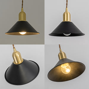 Track Mount Lighting Black Metal Shade Brass Base Pendant Kitchen Island Light Retro Design