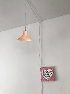 Plug In Outlet Corded Wooden Hanging Light Retro Pendant Lamp