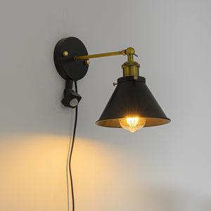 Motion Sensor Light 5.9 Feet Outlet Type Cord Adjusted Angle Metal Vintage Wall Lamp Bulb Included