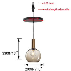 Ceiling Spotlights Remodel Droplight Brown Glass Shade Retro Design Hanging Light Conversion Kit For E26 Ceiling Lamp