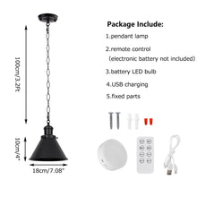 Load image into Gallery viewer, Rechargeable Battery Smart LED Bulb Remote Control Pendant Light Iron Chain Black Metal Light