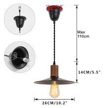 Load image into Gallery viewer, Ceiling Spotlight Remodel E26 Walnut Base Black Metal Dia 10.2&quot; Shade Hanging Light Conversion Kit