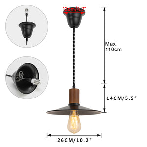 Ceiling Spotlight Remodel E26 Walnut Base Black Metal Dia 10.2" Shade Hanging Light Conversion Kit