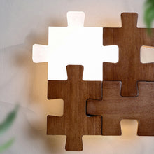 Load image into Gallery viewer, Block Patchwork Wall Sconce Remote Dimmable Minimalist Design For Entryway Walnut Personalized LED Light