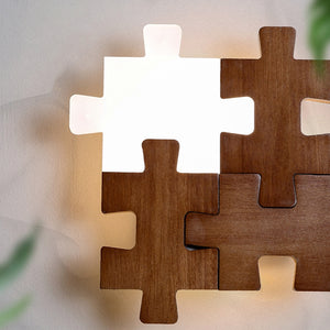 Block Patchwork Wall Sconce Remote Dimmable Minimalist Design For Entryway Walnut Personalized LED Light