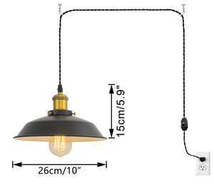 Brass Finish Base Black Or White Metal Swag Plug-in Dimmable Pendant Light