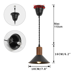 Ceiling Spotlight Remodel Walnut Base Black Metal Hanging Light Conversion Kit For E26 Ceiling Lamp