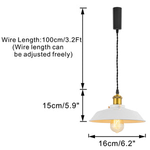 Track Pendant Lights Freely Adjustable Cord White Metal Shade Brass Finish Base Loft Kitchen Sink Lamp
