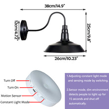 Load image into Gallery viewer, Motion Sensor Battery Wireless Gooseneck Stem Wall Sconce LED 10&quot; Shade
