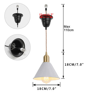 Ceiling Spotlight Remodel E26 Brass Base White Metal Shade Hanging Light Conversion Kit