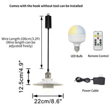 Load image into Gallery viewer, Rechargeable Battery Adjusted Cord Freely Pendant Light White Metal Shade Smart LED Bulbs with Remote Modern Design