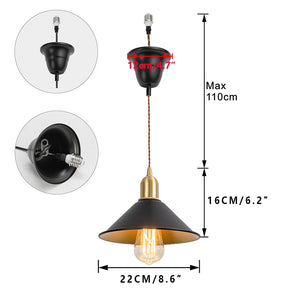 Ceiling Spotlight Remodel Black Shade Inner Gold Metal E26 Connection Hanging Light Conversion Kit