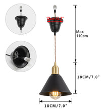 Load image into Gallery viewer, Ceiling Spotlight Remodel E26 Brass Base Black Metal Shade Hanging Light Conversion Kit