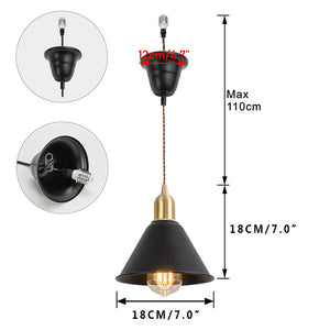 Ceiling Spotlight Remodel E26 Brass Base Black Metal Shade Hanging Light Conversion Kit