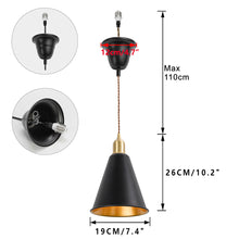 Load image into Gallery viewer, Ceiling Spotlight Remodel E26 Brass Base Black Shade Inner Gold Metal Hanging Light Conversion Kit