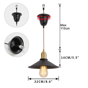 Ceiling Spotlight Remodel E26 Brass Base Black Shade Metal Hanging Light Conversion Kit(DZ22x6)