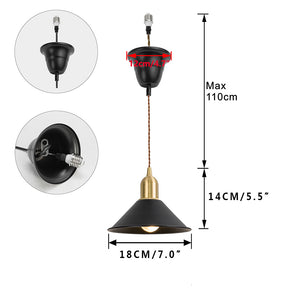 Ceiling Spotlight Remodel E26 Brass Base Black Shade Metal Hanging Light Conversion Kit(DZ18x6)