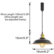 Load image into Gallery viewer, Track Pendant Lights Freely Adjustable Cord Black Metal Shade Brass Finish Base Loft Kitchen Sink Lamp