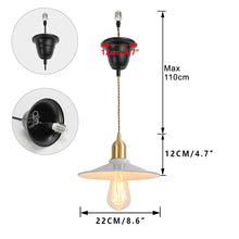 Load image into Gallery viewer, Ceiling Spotlight Remodel E26 Brass Base White Flat Shade Metal Hanging Light Conversion Kit