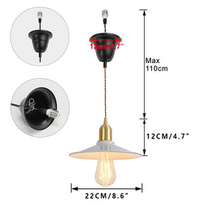 Ceiling Spotlight Remodel E26 Brass Base White Flat Shade Metal Hanging Light Conversion Kit