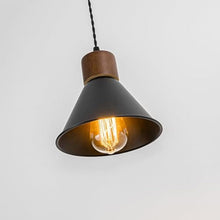 Load image into Gallery viewer, Black Metal Walnut Base Recessed Light Conversion Kit for E26 Recessed Mount Cans Pendant Light