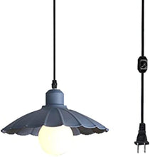 Load image into Gallery viewer, Blue Modern Hanging Light Fixture, Plug in Cord and On/Off Dimmer Switch, Iron Umbrella-shaped