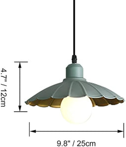 Green Modern Hanging Light Fixture, Plug in Cord and On/Off Dimmer Switch, Iron Umbrella-shaped