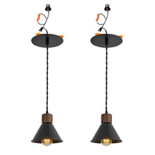Load image into Gallery viewer, Black Metal Walnut Base Recessed Light Conversion Kit for E26 Recessed Mount Cans Pendant Light