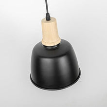 Load image into Gallery viewer, Battery Remote LED Bulb Adjusted Cord Vintage Hanging Light Dimming Timing Wood Base Black Shade