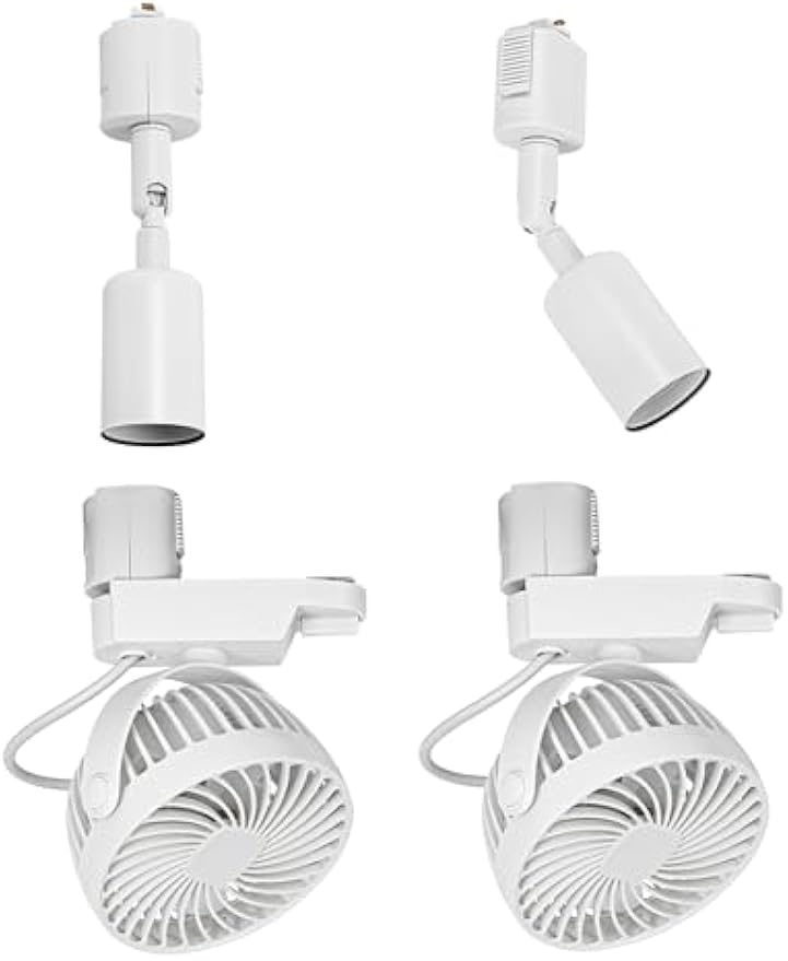 2 Track Lights No Bulb, 2 Track Mini Fans Easy To Install White Plant Growing Kit For House Plants