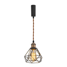Load image into Gallery viewer, Red Bronze Base with Metal Diamond Shape Hollow Shade Adjusted Cord Vintage Track Pendant Light